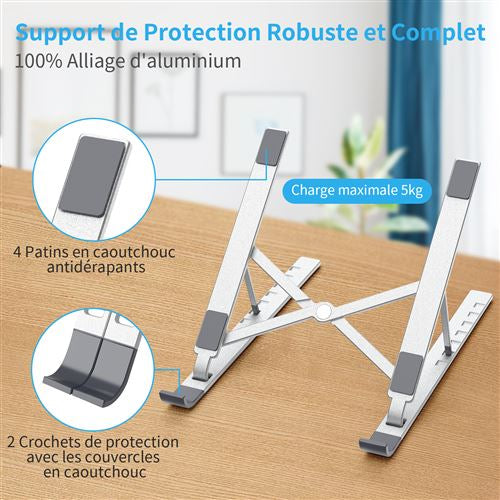 Support  Ordinateur  Portable ( MacBook, dell , hp…. ), Cheflaud Stand Laptop PC Portable Ventilé en Aluminium