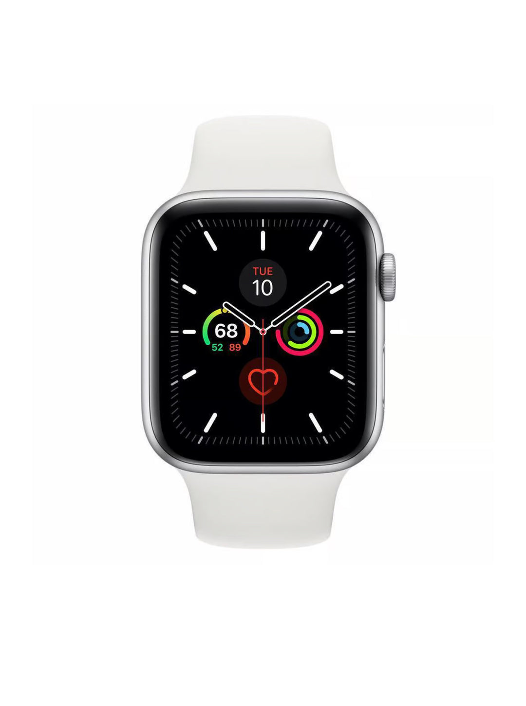 Apple Watch Series 5 (2019) GPS + Cellular 44 mm - Stainless steel Silver - Sport band White