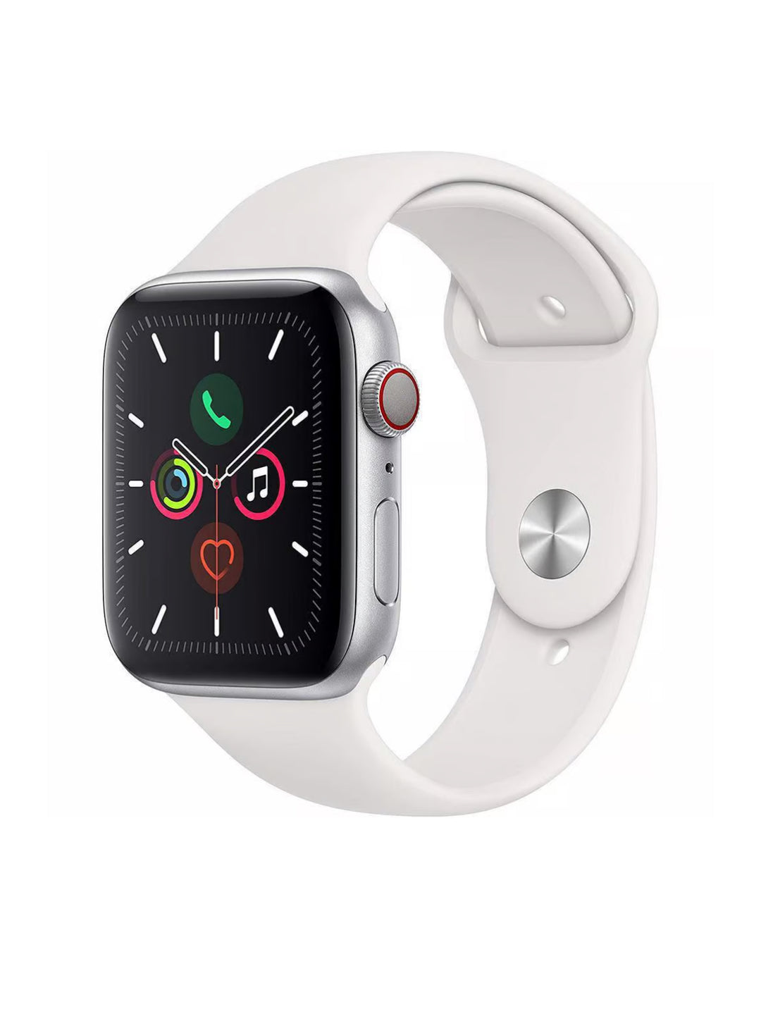 Apple Watch Series 5 (2019) GPS + Cellular 44 mm - Stainless steel Silver - Sport band White